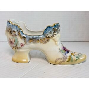 Vintage Reinhold Schlegelmilch RS German Porcelain Boot Vase Floral Gold Gilt